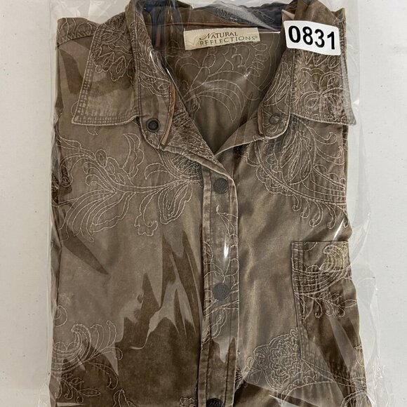 VTG Natural Reflections Womens L Embroidered Shacket Snap Up Long Sleeve Western - Picture 15 of 15